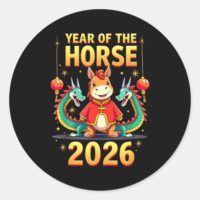 Chinese New Year 2026 Year Of The Horse  Classic Round Sticker (Front)