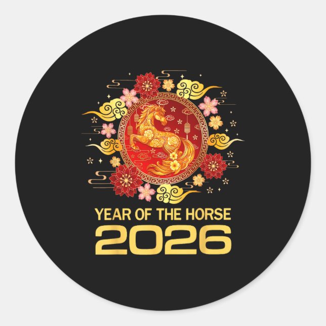 Chinese New Year 2026 Year Of The Horse  Classic Round Sticker (Front)