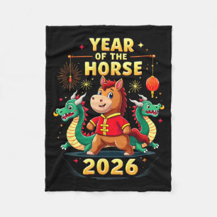 Chinese New Year 2026 Year Of The Horse Fleece Blanket