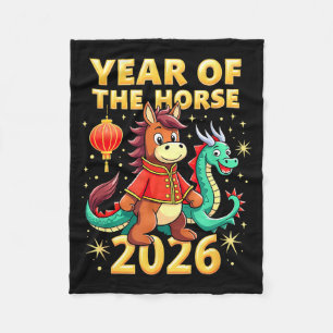 Chinese New Year 2026 Year Of The Horse Fleece Blanket