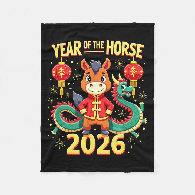 Chinese New Year 2026 Year Of The Horse  Fleece Blanket (Front)