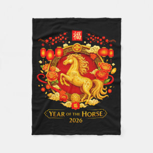 Chinese New Year 2026 Year Of The Horse Fleece Blanket