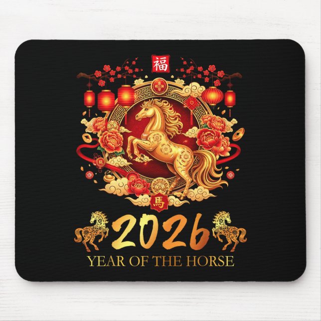 Chinese New Year 2026 Year Of The Horse Happy Luna Mouse Pad (Front)