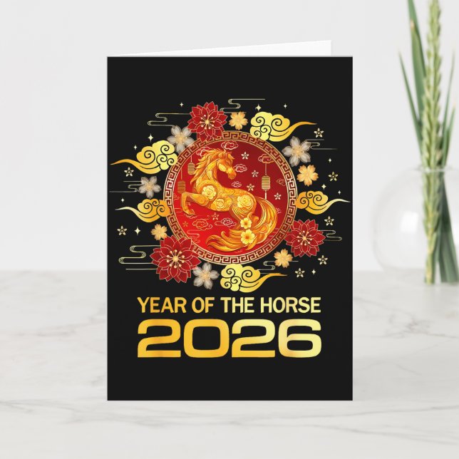 Chinese New Year 2026 Year Of The Horse Happy New  Card (Front)
