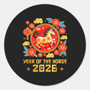 Chinese New Year 2026 Year Of The Horse Happy New Classic Round Sticker