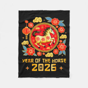 Chinese New Year 2026 Year Of The Horse Happy New  Fleece Blanket