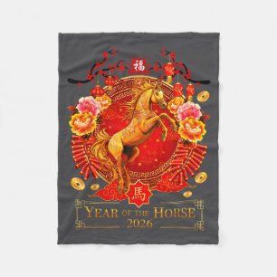 Chinese New Year 2026 Year Of The Horse Happy New Fleece Blanket