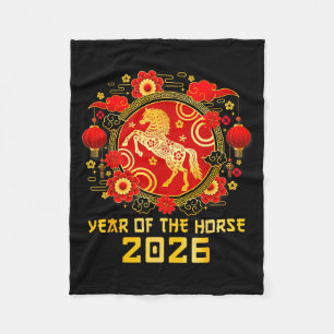 Chinese New Year 2026 Year Of The Horse Happy New Fleece Blanket