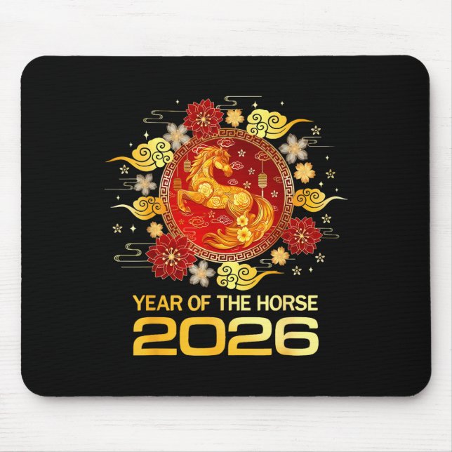 Chinese New Year 2026 Year Of The Horse Happy New  Mouse Pad (Front)