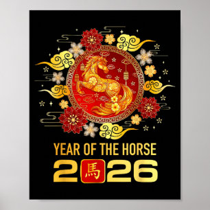 Chinese New Year 2026 Year Of The Horse Happy New  Poster
