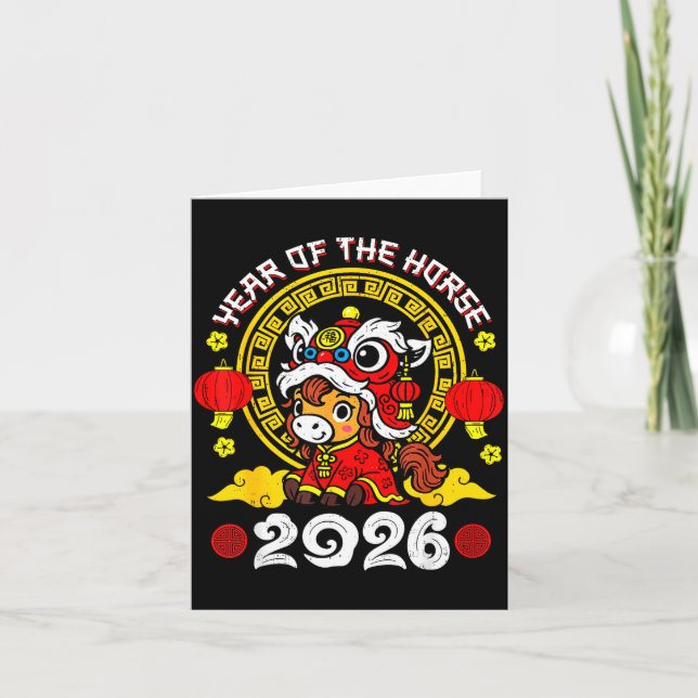 Chinese New Year 2026 Year Of The Horse Lunar New  Card (Front)