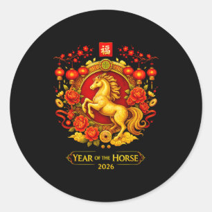 Chinese New Year 2026 Year Of The Horse Lunar New  Classic Round Sticker