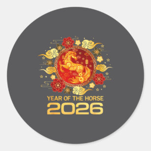 Chinese New Year 2026 Year Of The Horse Lunar New Classic Round Sticker