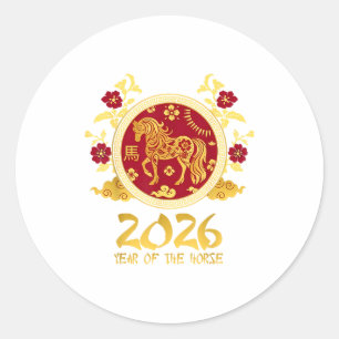 Chinese New Year 2026 Year Of The Horse Lunar New Classic Round Sticker