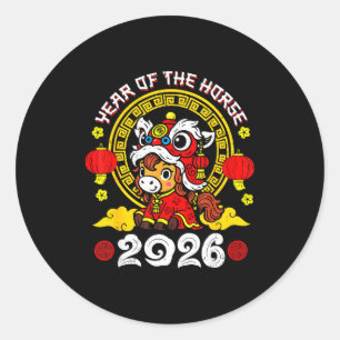Chinese New Year 2026 Year Of The Horse Lunar New  Classic Round Sticker