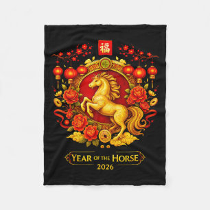 Chinese New Year 2026 Year Of The Horse Lunar New Fleece Blanket