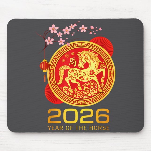 Chinese New Year 2026 Year Of The Horse Lunar New  Mouse Pad (Front)