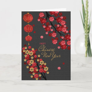 Chinese New Year Blossoms Holiday Card