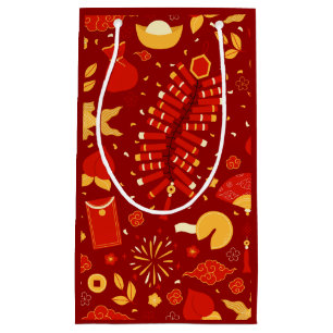 Chinese New Year Celebration Party Red Gold Small Gift Bag