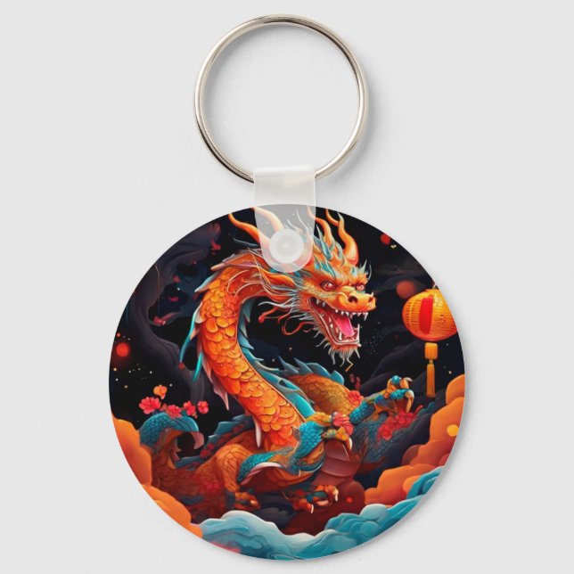 Chinese New Year colourful dragon Key Ring (Front)