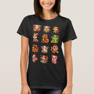 Chinese New Year Cute 12 Zodiac Animal Signs Lunar T-Shirt