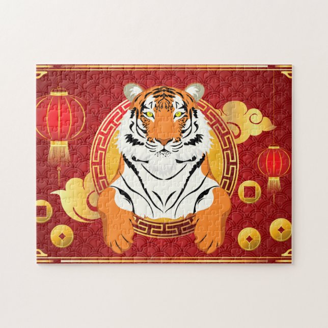 Chinese new year design with tiger jigsaw puzzle (Horizontal)