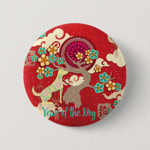 chinese new year dog 6 cm round badge