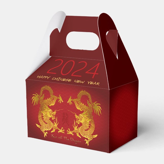 Chinese New Year Dragon 2024 Double Dragon GFB Favour Box (Front Side)