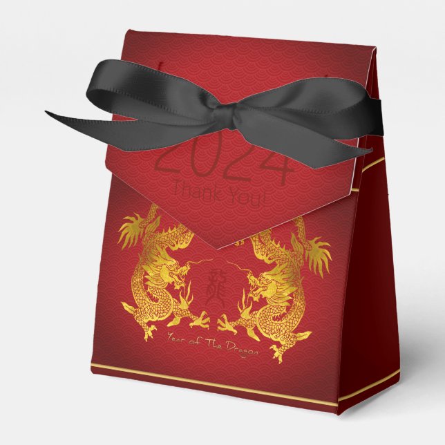 Chinese New Year Dragon 2024 Double Dragons TFB Favour Box (Front Side)