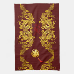 Chinese New Year Dragon 2024 Fu Luck KT Tea Towel