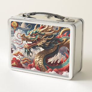 Chinese New Year Dragon 2024 Monogram LBox04 Metal Metal Lunch Box