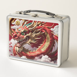Chinese New Year Dragon 2024 Monogram LBox05 Metal Metal Lunch Box