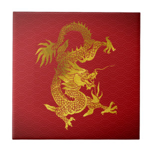 Chinese New Year Dragon 2024 paper-cut T Ceramic Tile