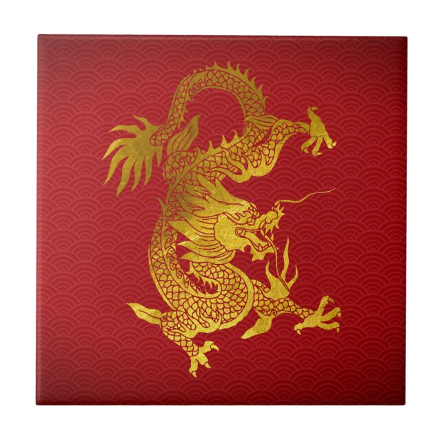 Chinese New Year Dragon 2024 paper-cut T Ceramic Tile (Front)