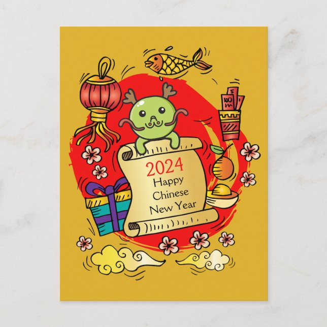 Chinese New Year Dragon Cartoon Postcard (Front)