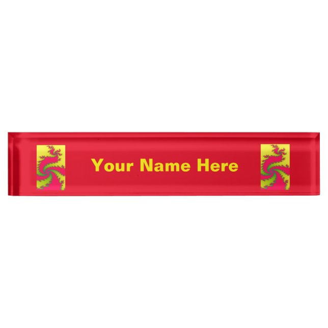 Chinese New Year Dragon Fractal Custom Nameplate (Front)