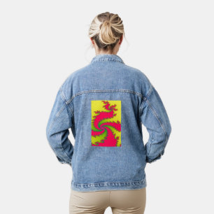 Chinese New Year Dragon Fractal Denim Jacket