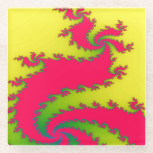 Chinese New Year Dragon Fractal Glass Coaster