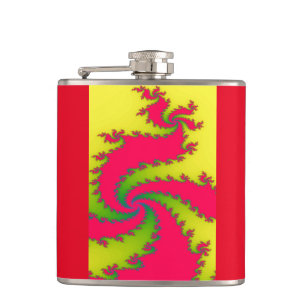 Chinese New Year Dragon Fractal Hip Flask