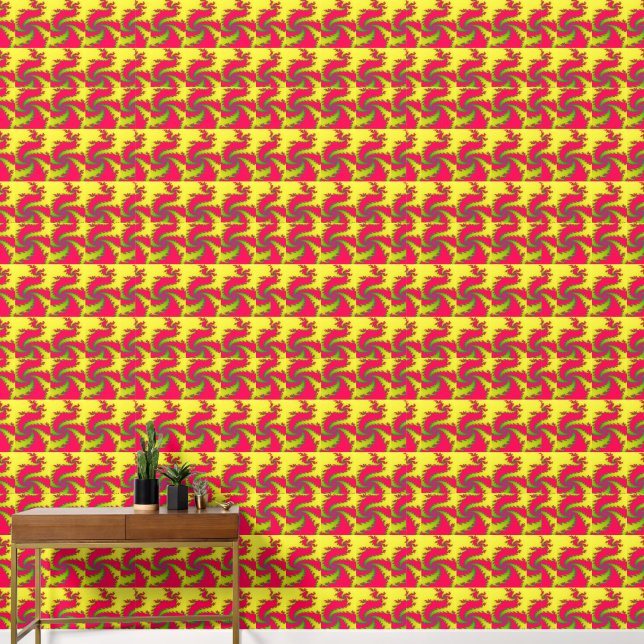Chinese New Year Dragon Fractal Patterned Wallpaper (Hallway)