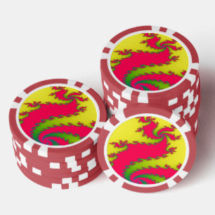 Chinese New Year Dragon Fractal Poker Chips