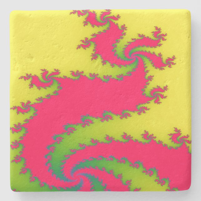 Chinese New Year Dragon Fractal Stone Coaster (Front)