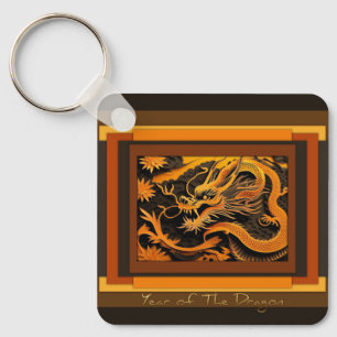 Chinese New Year Dragon Monogram SqK01 Key Ring