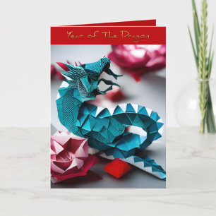 Chinese New Year Dragon Zodiac Birthday Origami Holiday Card