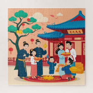 Chinese new year family feast jigsaw puzzle