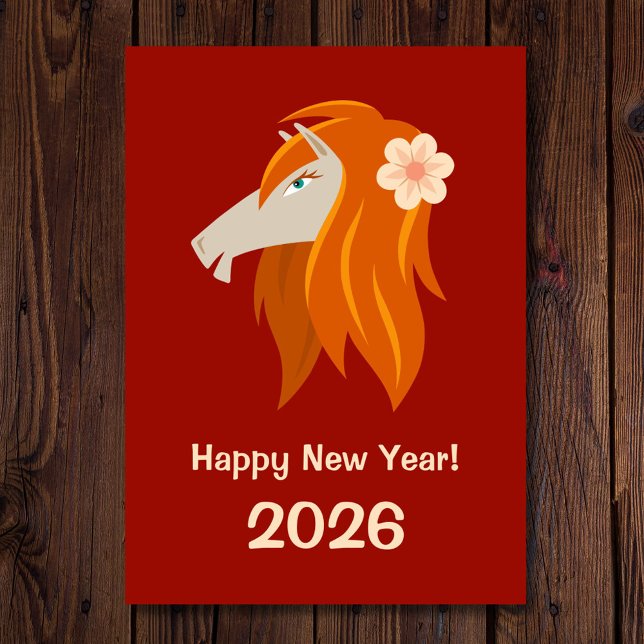 Chinese New Year Fire Horse 2026 Zodiac Holiday Card (Creator Uploaded)