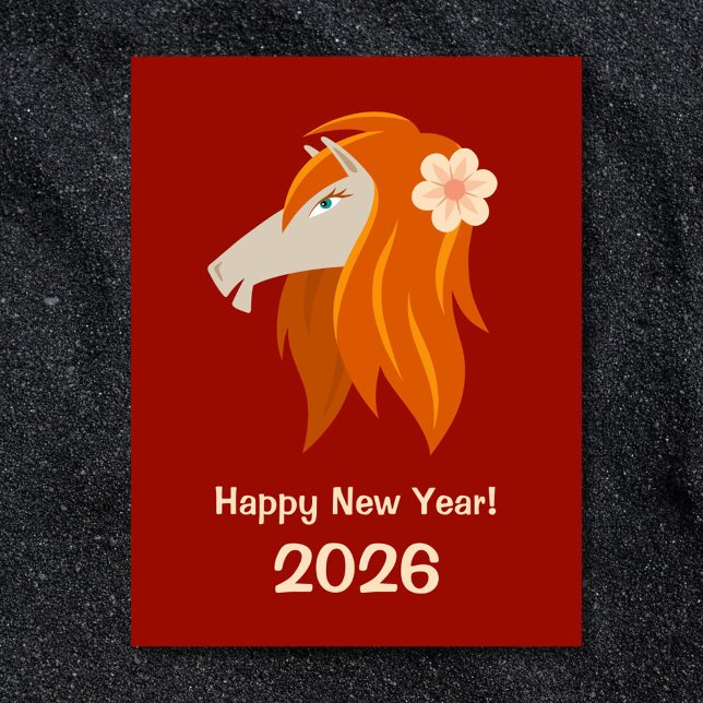 Chinese New Year Fire Horse 2026 Zodiac Holiday Postcard (Creator Uploaded)