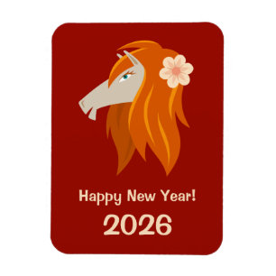 Chinese New Year Fire Horse 2026 Zodiac Magnet