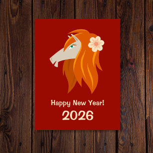 Chinese New Year Fire Horse 2026 Zodiac Postcard