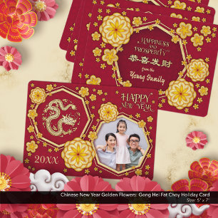 Chinese New Year Golden Flowers: Gong Hei Fat Choy Holiday Card